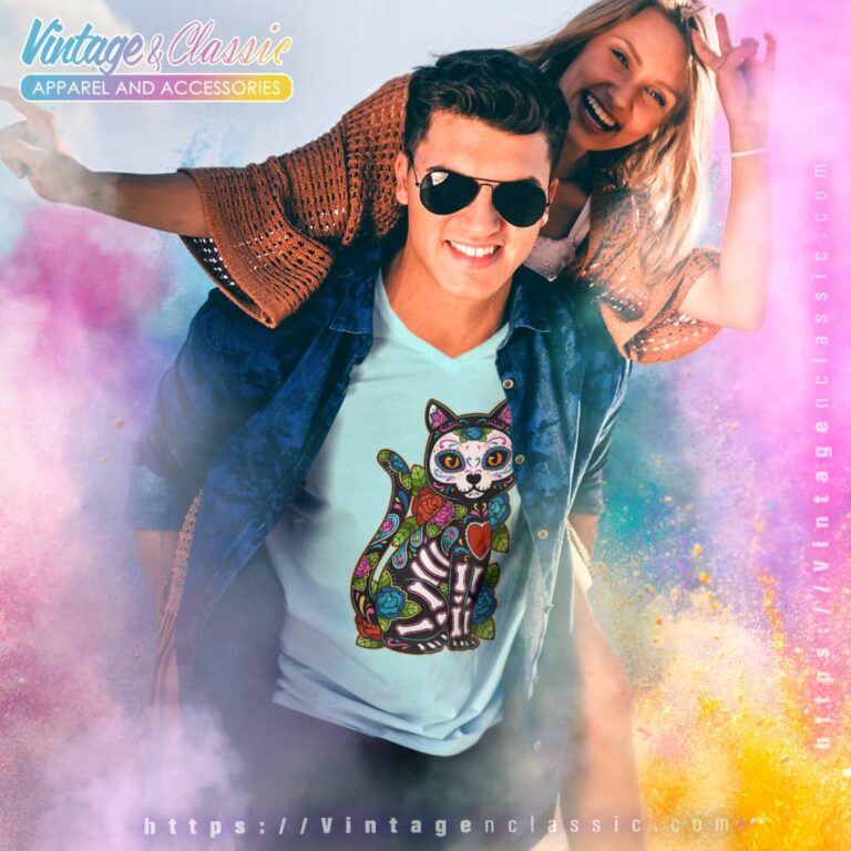 Cat Sugar Skull Dia De Los Muertos Halloween V Neck TShirt Cat Sugar Skull Dia De Los Muertos Halloween V Neck TShirt