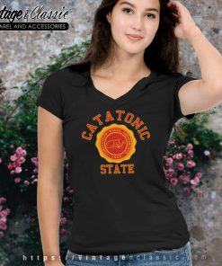 Catatonic State Funny College V Neck TShirt