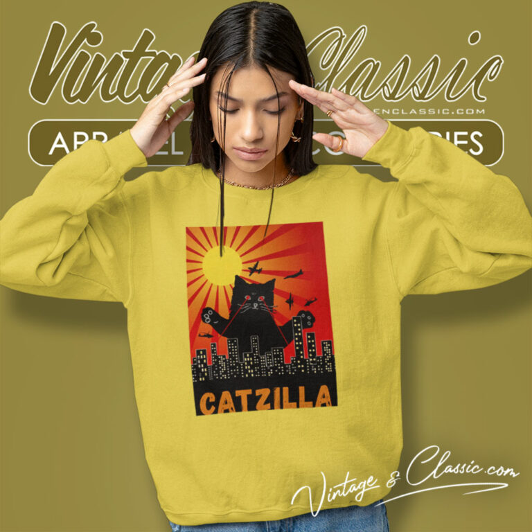 Catzilla Black Cat Parody Sweatshirt Catzilla Black Cat Parody Sweatshirt