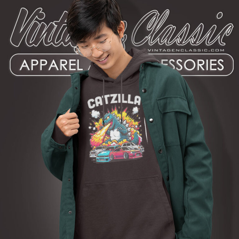 Catzilla Burning Jdm Cars Funny Gift Hoodie Catzilla Burning Jdm Cars Funny Gift Hoodie