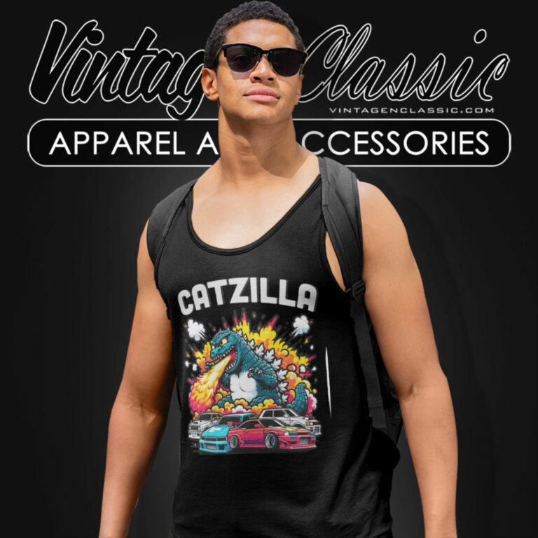 Catzilla Burning Jdm Cars Funny Gift Tank Top Racerback Catzilla Burning Jdm Cars Funny Gift Tank Top Racerback