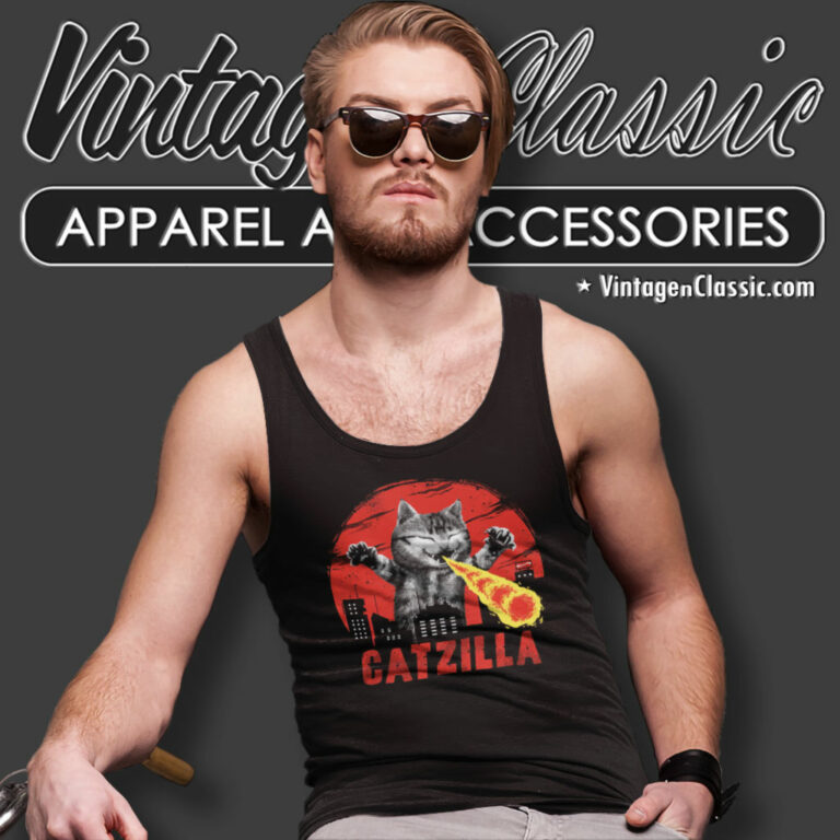 Catzilla Fire Cat Monster Tank Top Racerback Catzilla Fire Cat Monster Tank Top Racerback