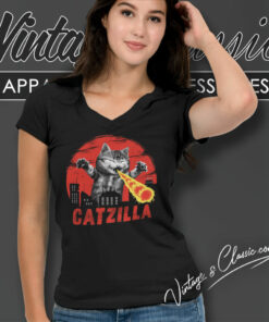 Catzilla Fire Cat Monster Shirt 5 Catzilla Fire Cat Monster V Neck TShirt