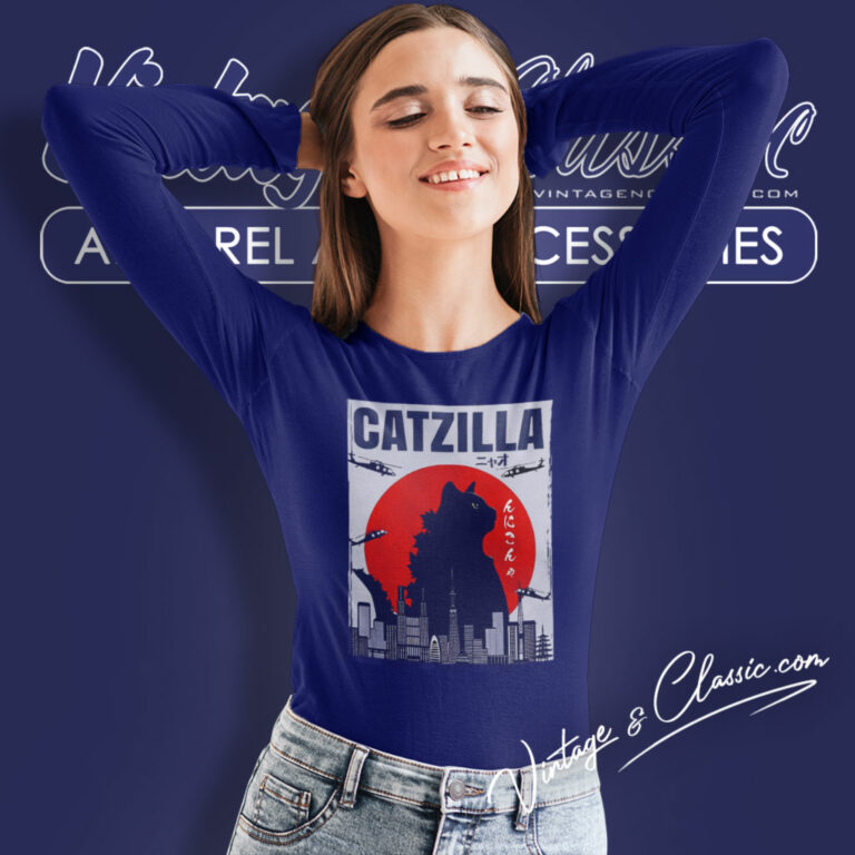 Catzilla Funny Cat Lover Long Sleeve Tee Catzilla Funny Cat Lover Long Sleeve Tee