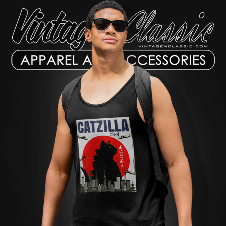 Catzilla Funny Cat Lover Tank Top Racerback Catzilla Funny Cat Lover Tank Top Racerback