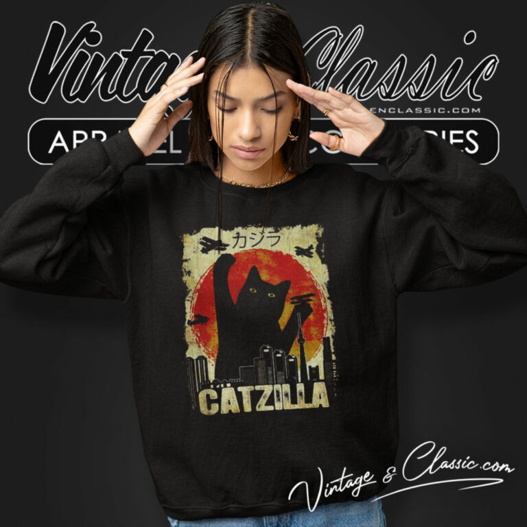 Catzilla Funny Kitten Cat Vintage Sweatshirt Catzilla Funny Kitten Cat Vintage Sweatshirt