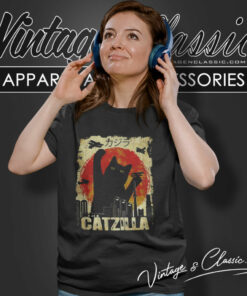 Catzilla Funny Kitten Cat Vintage Shirt 6 Catzilla Funny Kitten Cat Vintage Women T Shirt