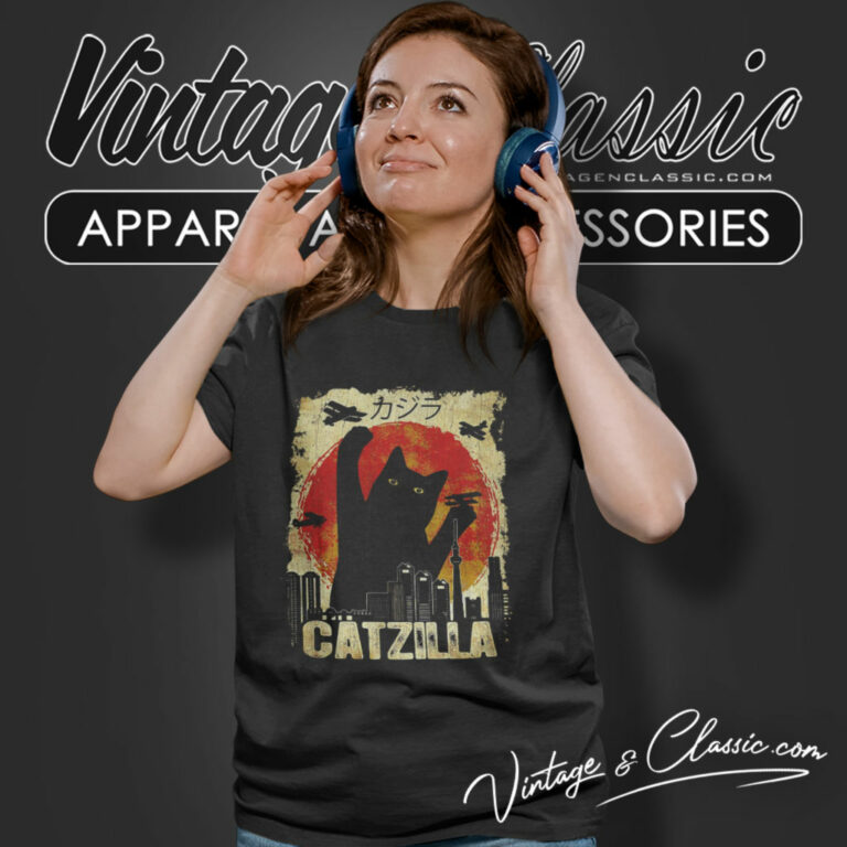 Catzilla Funny Kitten Cat Vintage Women T Shirt Catzilla Funny Kitten Cat Vintage Women T Shirt