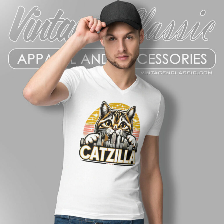 Catzilla Funny Shirt Funny V Neck TShirt Catzilla Funny Shirt Funny V Neck TShirt
