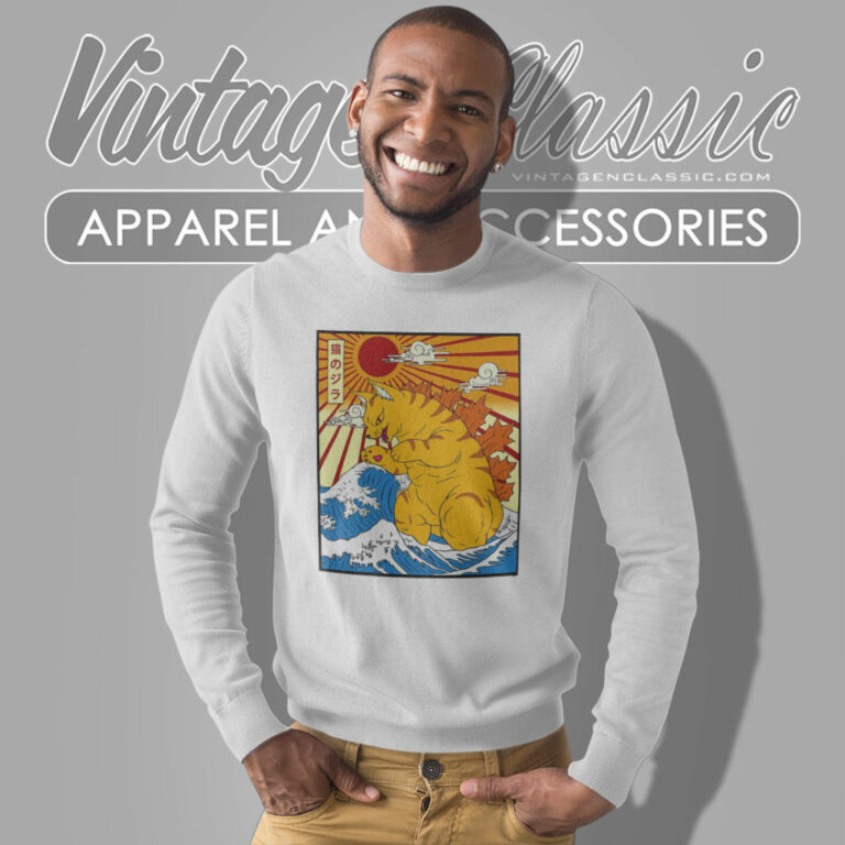 Catzilla Great Wave Of Kanagawa Sweatshirt Catzilla Great Wave Of Kanagawa Sweatshirt