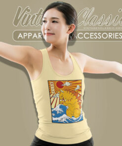 Catzilla Great Wave Of Kanagawa Shirt 4 Catzilla Great Wave Of Kanagawa Tank Top Racerback
