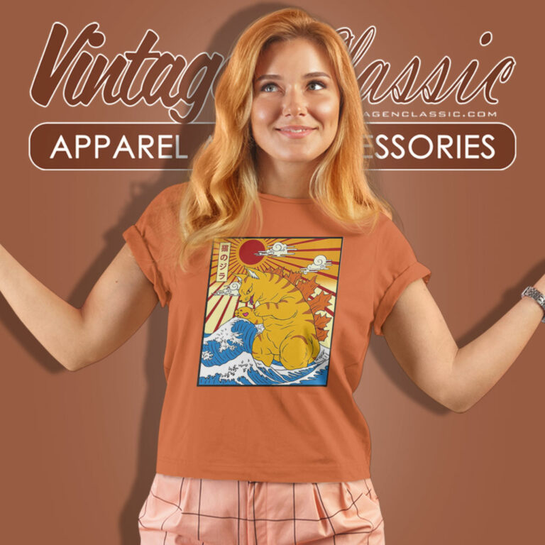 Catzilla Great Wave Of Kanagawa Women T Shirt Catzilla Great Wave Of Kanagawa Women T Shirt