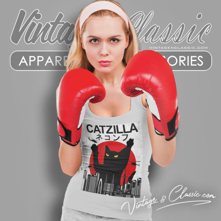 Catzilla Japanese Cat Sunset Kitten Tank Top Racerback Catzilla Japanese Cat Sunset Kitten Tank Top Racerback