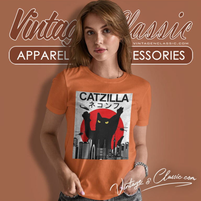 Catzilla Japanese Cat Sunset Kitten Women T Shirt Catzilla Japanese Cat Sunset Kitten Women T Shirt