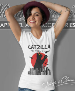 Catzilla Shirt Crazy Cat Monster 5 Catzilla Shirt Crazy Cat Monster V Neck TShirt