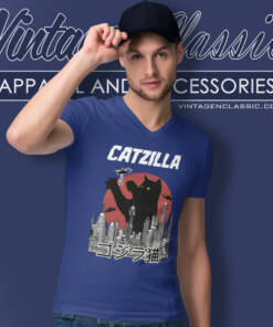Catzilla Vintage Japanese V Neck TShirt