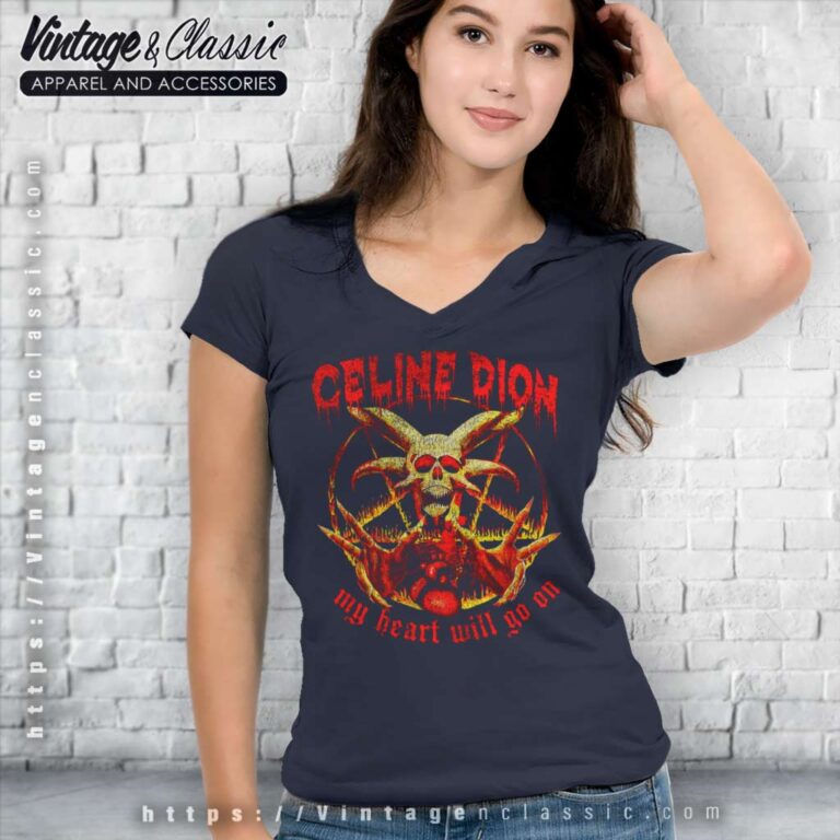 Celine Dion Metal My Heart Will Go On V Neck TShirt Celine Dion Metal My Heart Will Go On V Neck TShirt