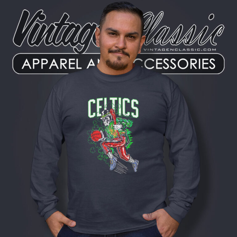 Celtics Clover Skeleton Nba Playoff Long Sleeve Tee Celtics Clover Skeleton Nba Playoff Long Sleeve Tee