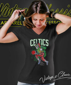 Celtics Clover Skeleton Nba Playoff V Neck TShirt