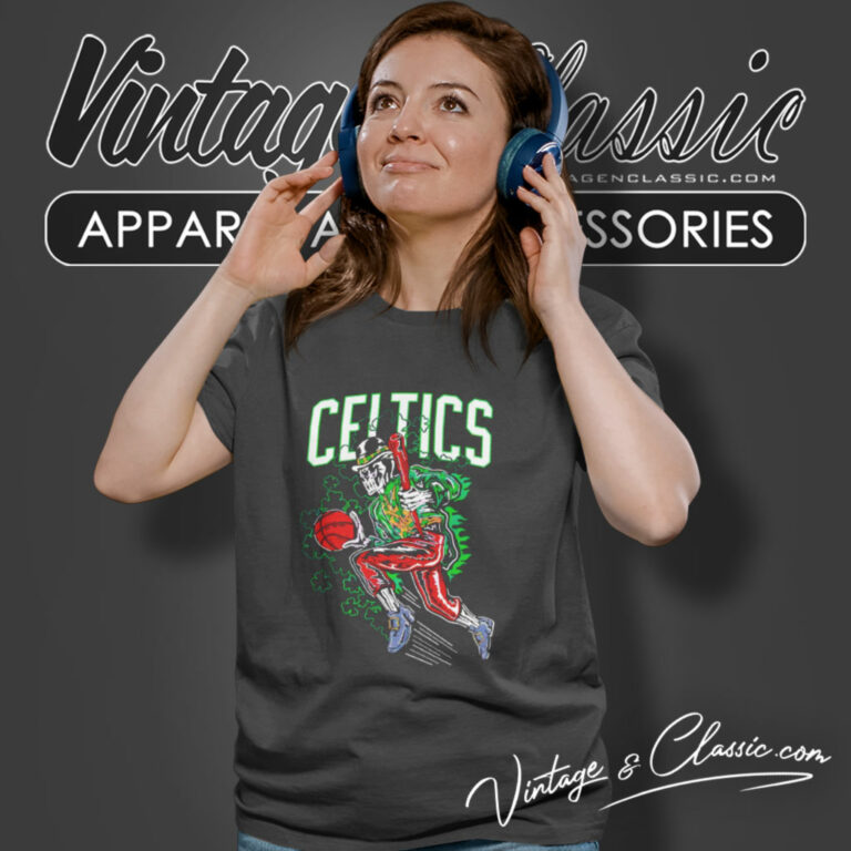 Celtics Clover Skeleton Nba Playoff Women T Shirt Celtics Clover Skeleton Nba Playoff Women T Shirt