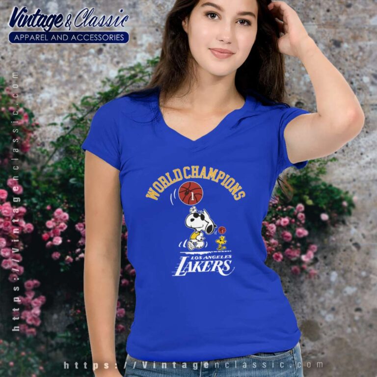 Championship Snoopy Los Angeles Lakers V Neck TShirt Championship Snoopy Los Angeles Lakers V Neck TShirt
