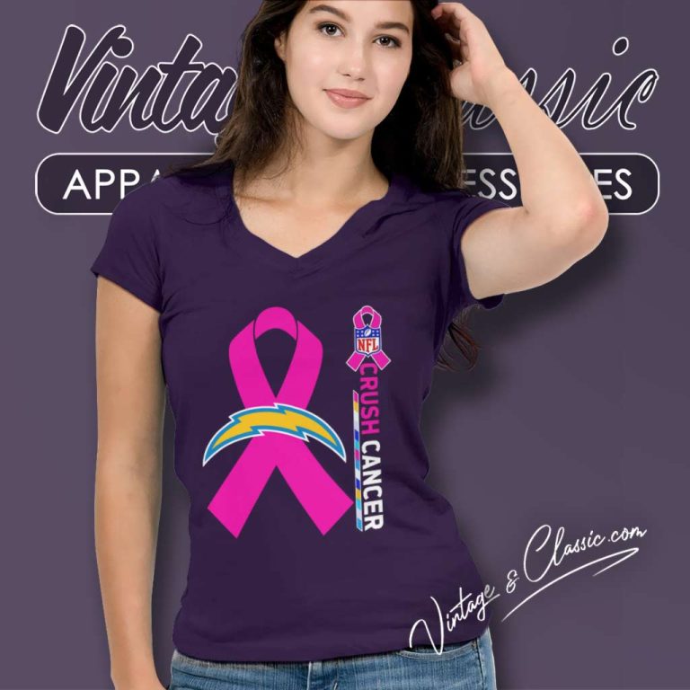 Chargers Nfl Crush Cancer 2023 V Neck TShirt Chargers Nfl Crush Cancer 2023 V Neck TShirt