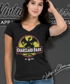 Charizard Park Jurassic Park Parody V Neck TShirt