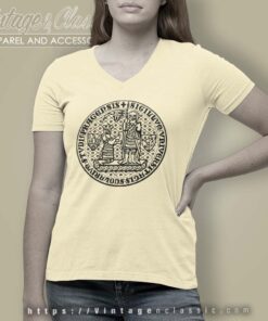 Charles University Logo Shirt Univerzita Karlova V Neck TShirt