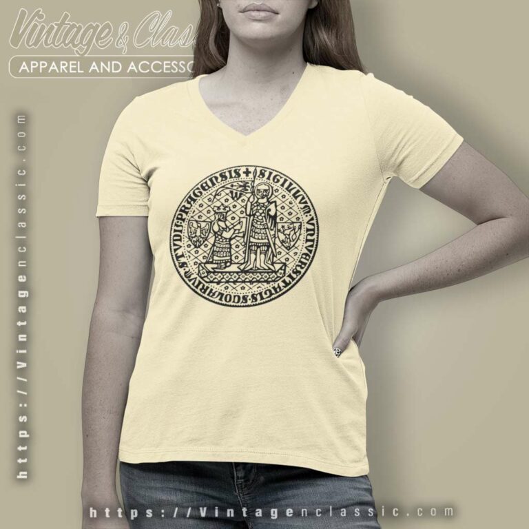 Charles University Logo Shirt Univerzita Karlova V Neck TShirt Charles University Logo Shirt Univerzita Karlova V Neck TShirt