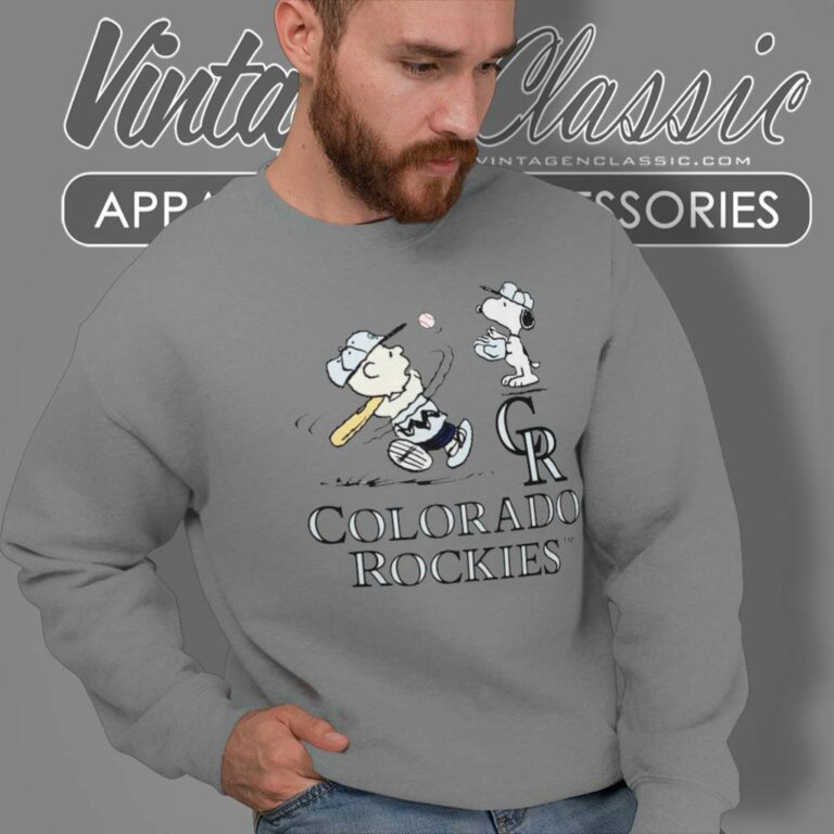 Charlie Brown And Snoopy Baseball Colorado Rockies Sweatshirt Charlie Brown And Snoopy Baseball Colorado Rockies Sweatshirt