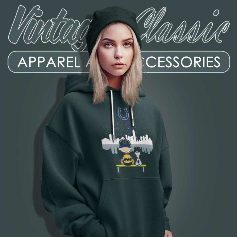 Charlie Brown And Snoopy Dog Watching City Indianapolis Colts Hoodie Charlie Brown And Snoopy Dog Watching City Indianapolis Colts Hoodie