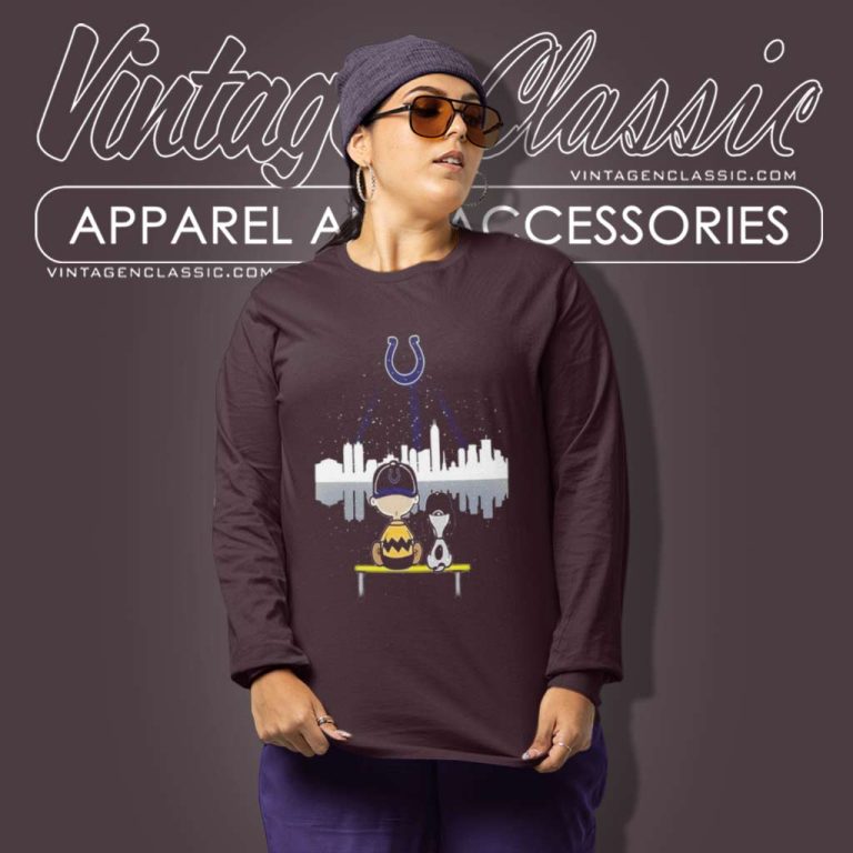 Charlie Brown And Snoopy Dog Watching City Indianapolis Colts Long Sleeve Tee Charlie Brown And Snoopy Dog Watching City Indianapolis Colts Long Sleeve Tee