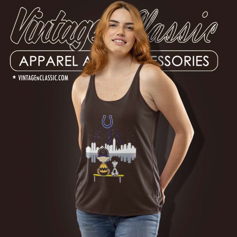 Charlie Brown And Snoopy Dog Watching City Indianapolis Colts Tank Top Racerback Charlie Brown And Snoopy Dog Watching City Indianapolis Colts Tank Top Racerback