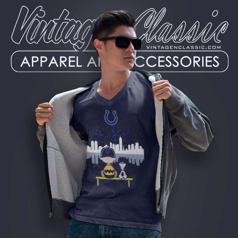 Charlie Brown And Snoopy Dog Watching City Indianapolis Colts V Neck TShirt Charlie Brown And Snoopy Dog Watching City Indianapolis Colts V Neck TShirt