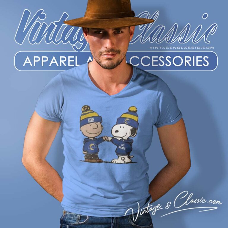 Charlie Brown And Snoopy Los Angeles Rams Football V Neck TShirt Charlie Brown And Snoopy Los Angeles Rams Football V Neck TShirt