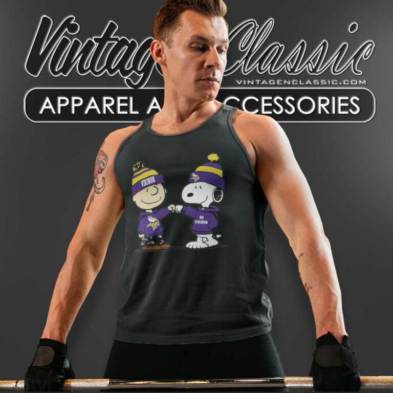 Charlie Brown And Snoopy Minnesota Vikings Nfl Tank Top Racerback Charlie Brown And Snoopy Minnesota Vikings Nfl Tank Top Racerback
