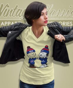 Charlie Brown And Snoopy Nfl Buffalo Bills Football Go Bills Cartoon V Neck TShirt