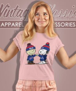 Charlie Brown And Snoopy Nfl Buffalo Bills Football Go Bills Cartoon Women T Shirt