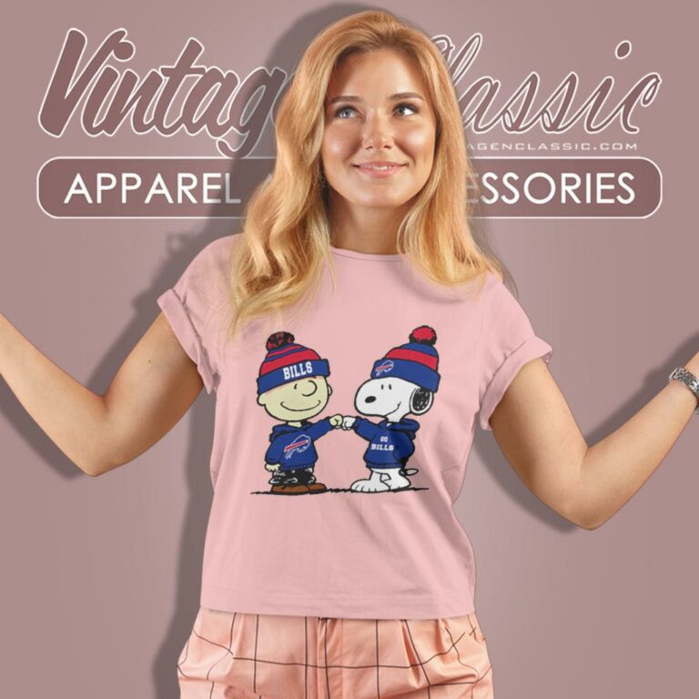 Charlie Brown And Snoopy Nfl Buffalo Bills Football Go Bills Cartoon Women T Shirt Charlie Brown And Snoopy Nfl Buffalo Bills Football Go Bills Cartoon Women T Shirt