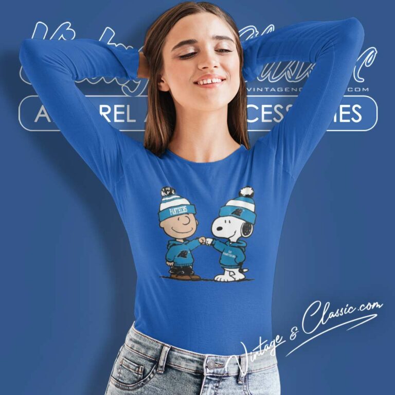 Charlie Brown And Snoopy Panthers Football Long Sleeve Tee Charlie Brown And Snoopy Panthers Football Long Sleeve Tee