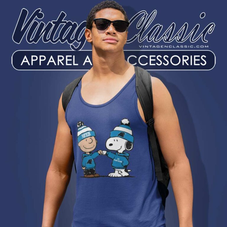 Charlie Brown And Snoopy Panthers Football Tank Top Racerback Charlie Brown And Snoopy Panthers Football Tank Top Racerback