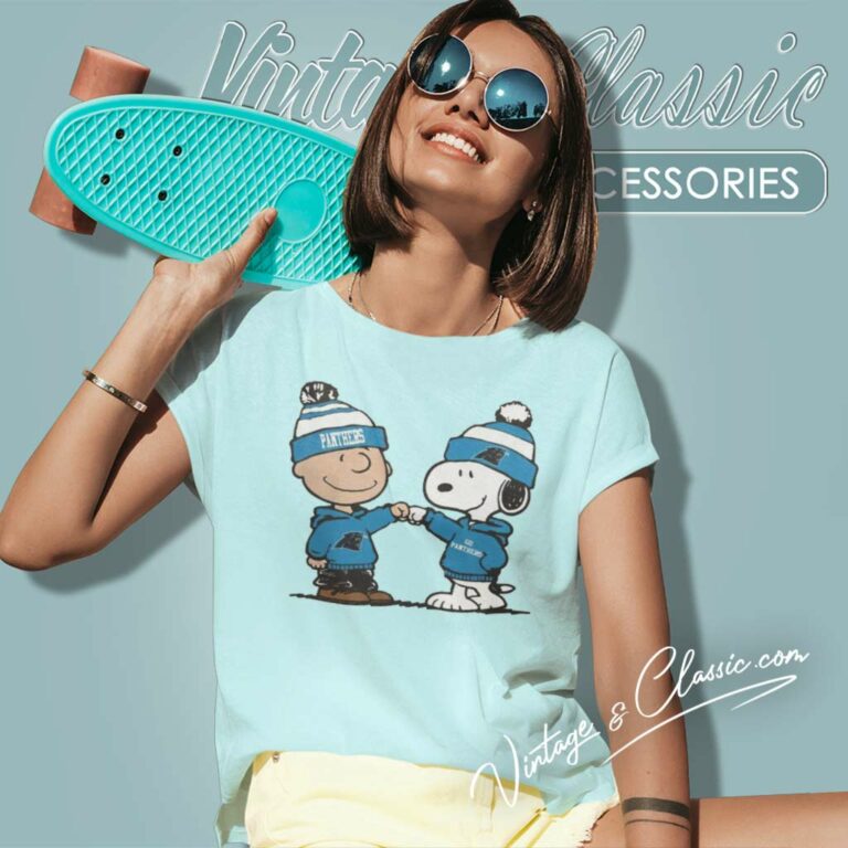 Charlie Brown And Snoopy Panthers Football Women TShirt Charlie Brown And Snoopy Panthers Football Women TShirt