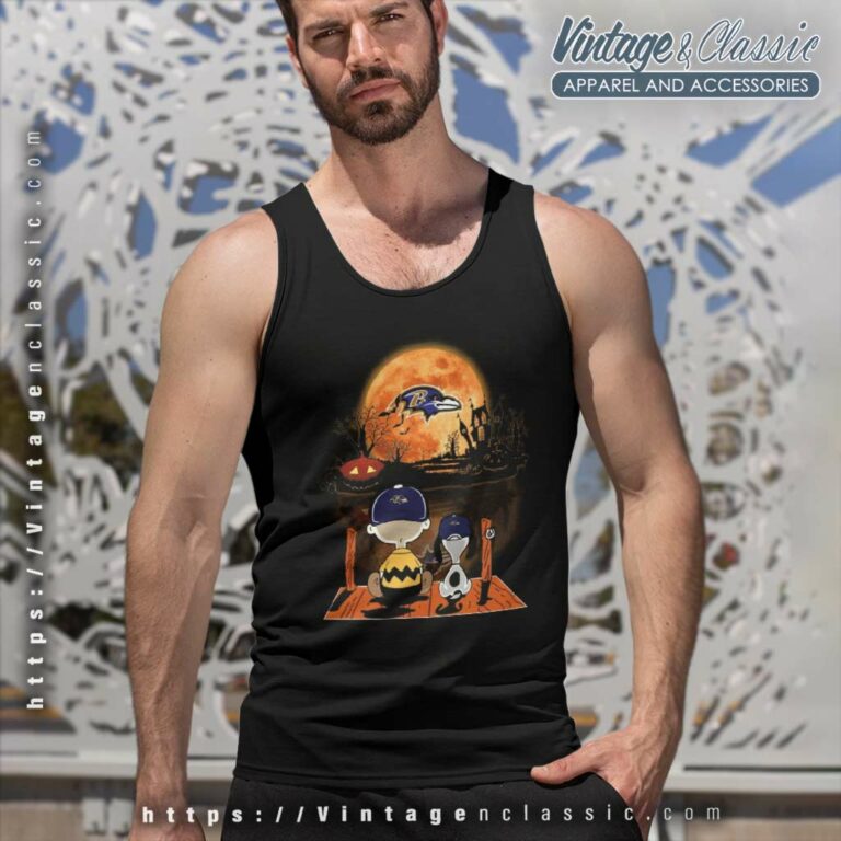 Charlie Brown And Snoopy Watching Baltimore Ravens Halloween Tank Top Racerback Charlie Brown And Snoopy Watching Baltimore Ravens Halloween Tank Top Racerback