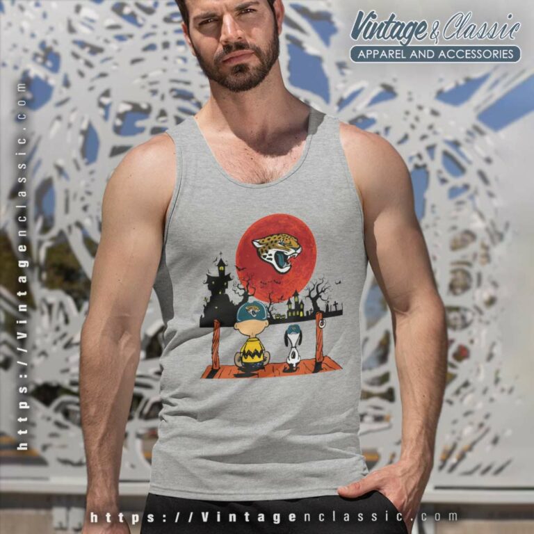 Charlie Brown And Snoopy Watching Jacksonville Jaguars Charl Tank Top Racerback Charlie Brown And Snoopy Watching Jacksonville Jaguars Charl Tank Top Racerback