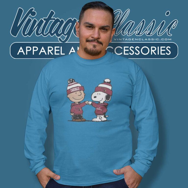 Charlie Brown And Snoopy Wear Hoodie Nfl Cardinals Long Sleeve Tee Charlie Brown And Snoopy Wear Hoodie Nfl Cardinals Long Sleeve Tee