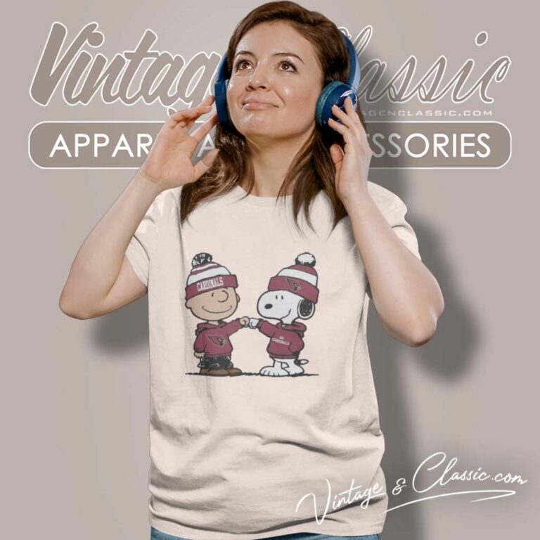 Charlie Brown And Snoopy Wear Hoodie Nfl Cardinals Women TShirt Charlie Brown And Snoopy Wear Hoodie Nfl Cardinals Women TShirt