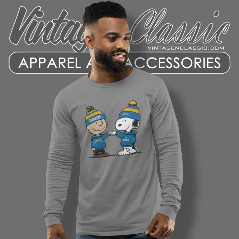 Charlie Brown And Snoopy Wear Hoodie Nfl Chargers Long Sleeve Tee Charlie Brown And Snoopy Wear Hoodie Nfl Chargers Long Sleeve Tee