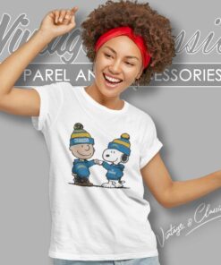 Charlie Brown And Snoopy Wear Hoodie Nfl Chargers Women TShirt