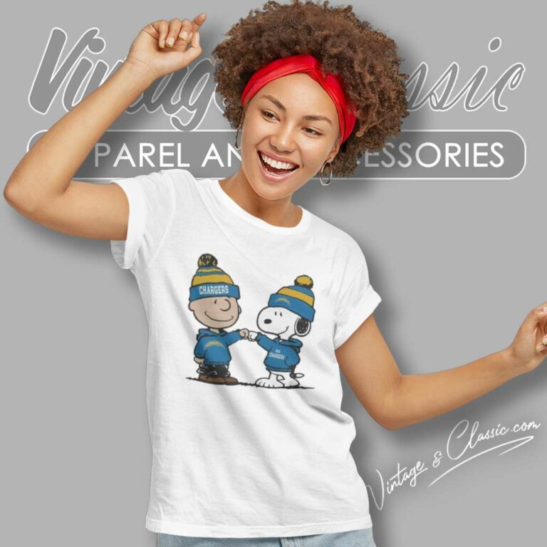 Charlie Brown And Snoopy Wear Hoodie Nfl Chargers Women TShirt Charlie Brown And Snoopy Wear Hoodie Nfl Chargers Women TShirt