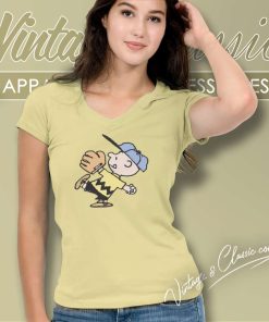 Charlie Brown Baseball V Neck TShirt